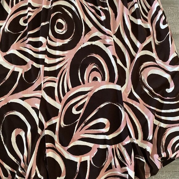 Connected Skirt Size 1X Stretchy Elastic Waist Pull On Brown Mauve Lightweight - Picture 2 of 6